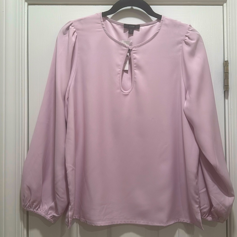 NEW J. Crew Key Hole Puff Sleeve Lilac Blouse Size Medium
